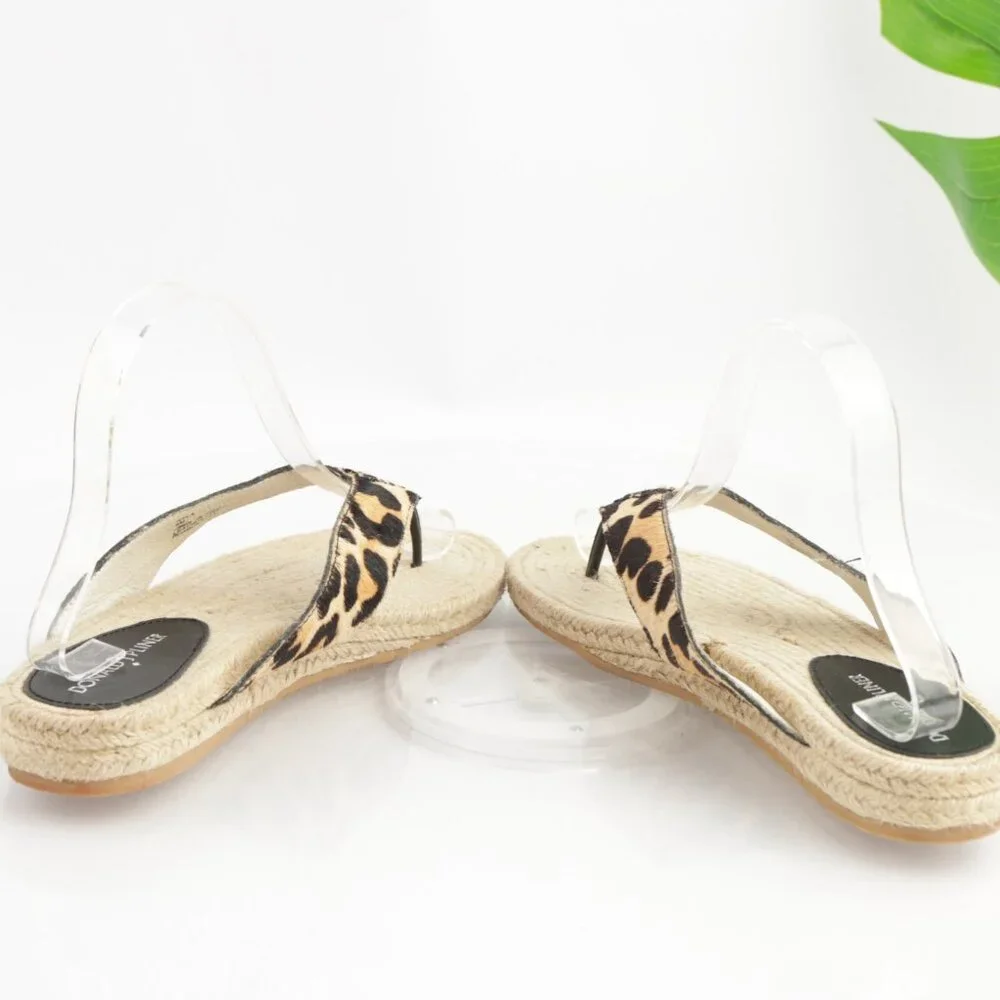 Donald Pliner Womens Kyla Sandal Size 8 Brown Leopard Pony Hair Thong Slide Shoe - Picture 7 of 12